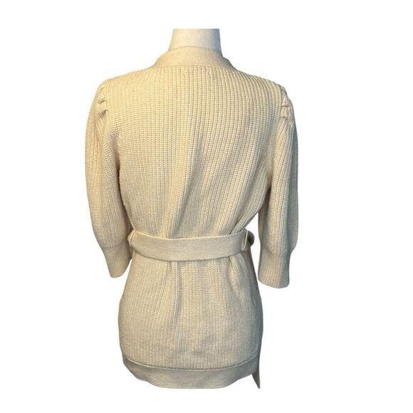 Adam Lippes Belted Embellished Ribbed Ivory Cardigan Sweater XS - Picture 5 of 11